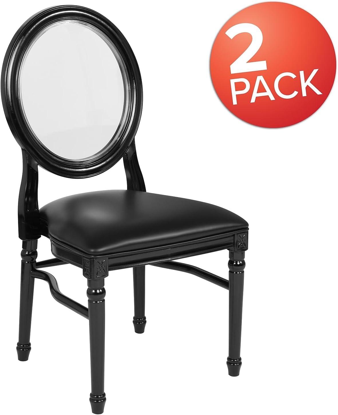 Flash Furniture 2 Pack HERCULES Series 900 lb. Capacity King Louis Chair with Tufted Back, Black Vinyl Seat and Black Frame