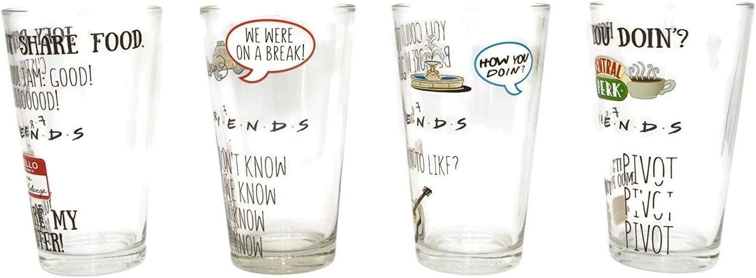 Friends Quotes Pattern 4-Piece 16 oz Pub Glass Set