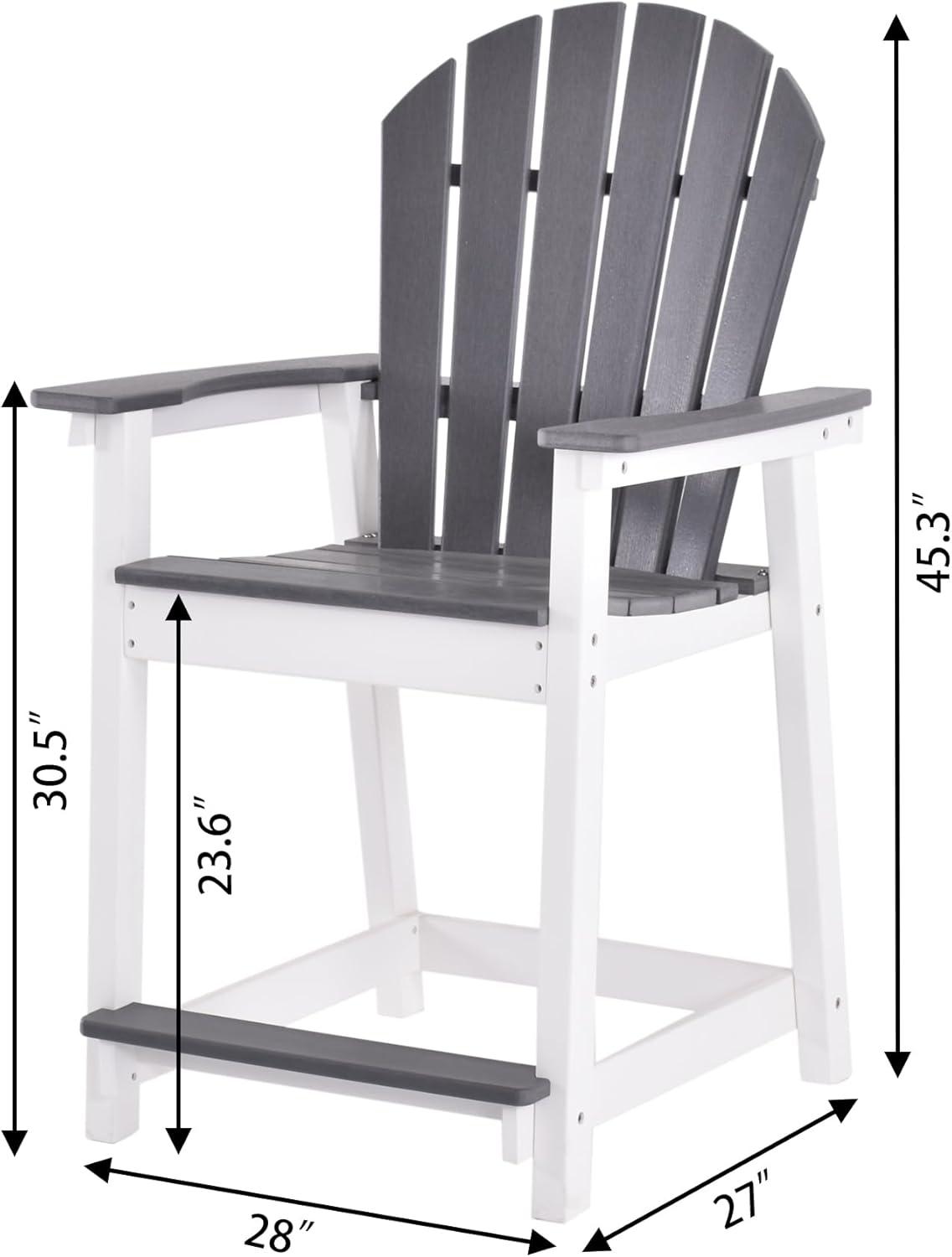 Outdoor Tall Adirondack Chair, Patio Bar Stool Chair with High Back, 400lbs, Widened Arms, All-Weather Balcony Chair for Backyard, Garden, Yard (1 PC)