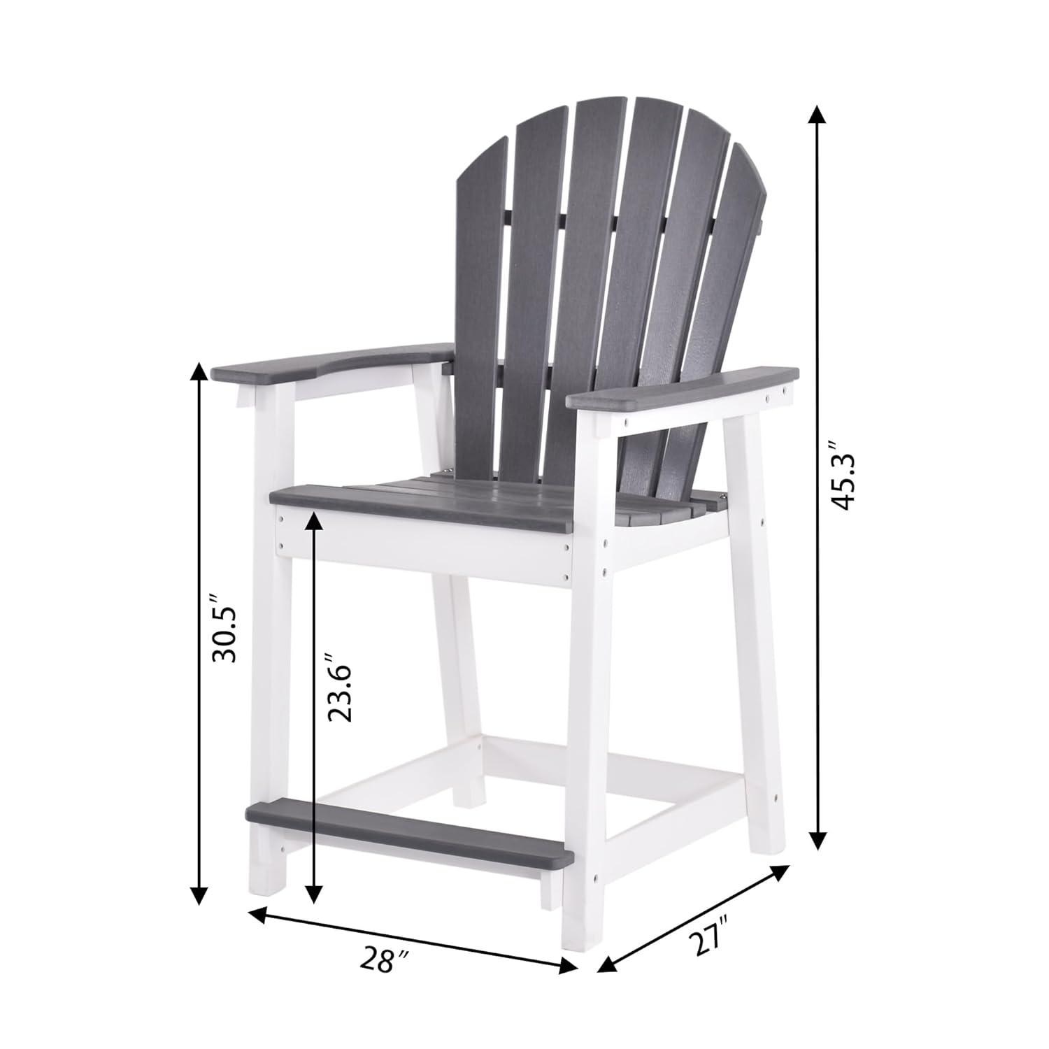 Outdoor Tall Adirondack Chair, Patio Bar Stool Chair with High Back, 400lbs, Widened Arms, All-Weather Balcony Chair for Backyard, Garden, Yard (1 PC)