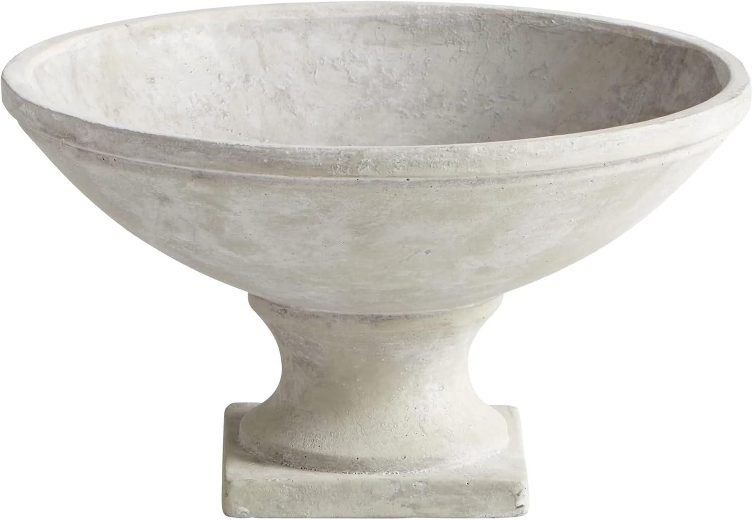 Modern Concrete Round Bowl Planter, 15.75" White