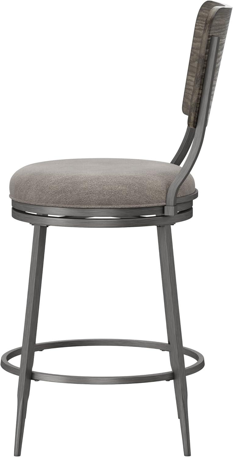 Hillsdale, Garren Metal Counter Height Swivel Stool with Wood Panel Back, Rubbed Pewter