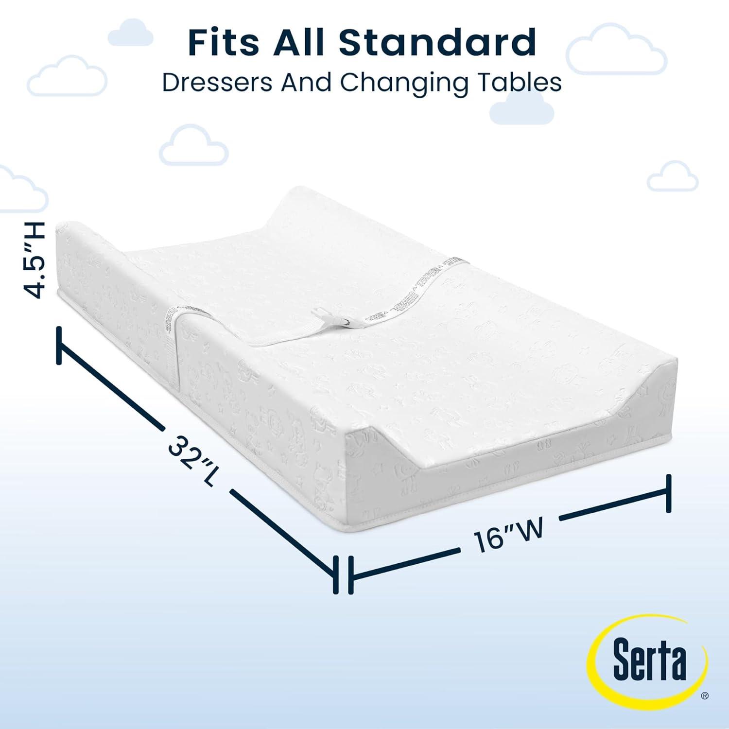 Serta Foam Contoured Changing Pad with Waterproof Cover - White