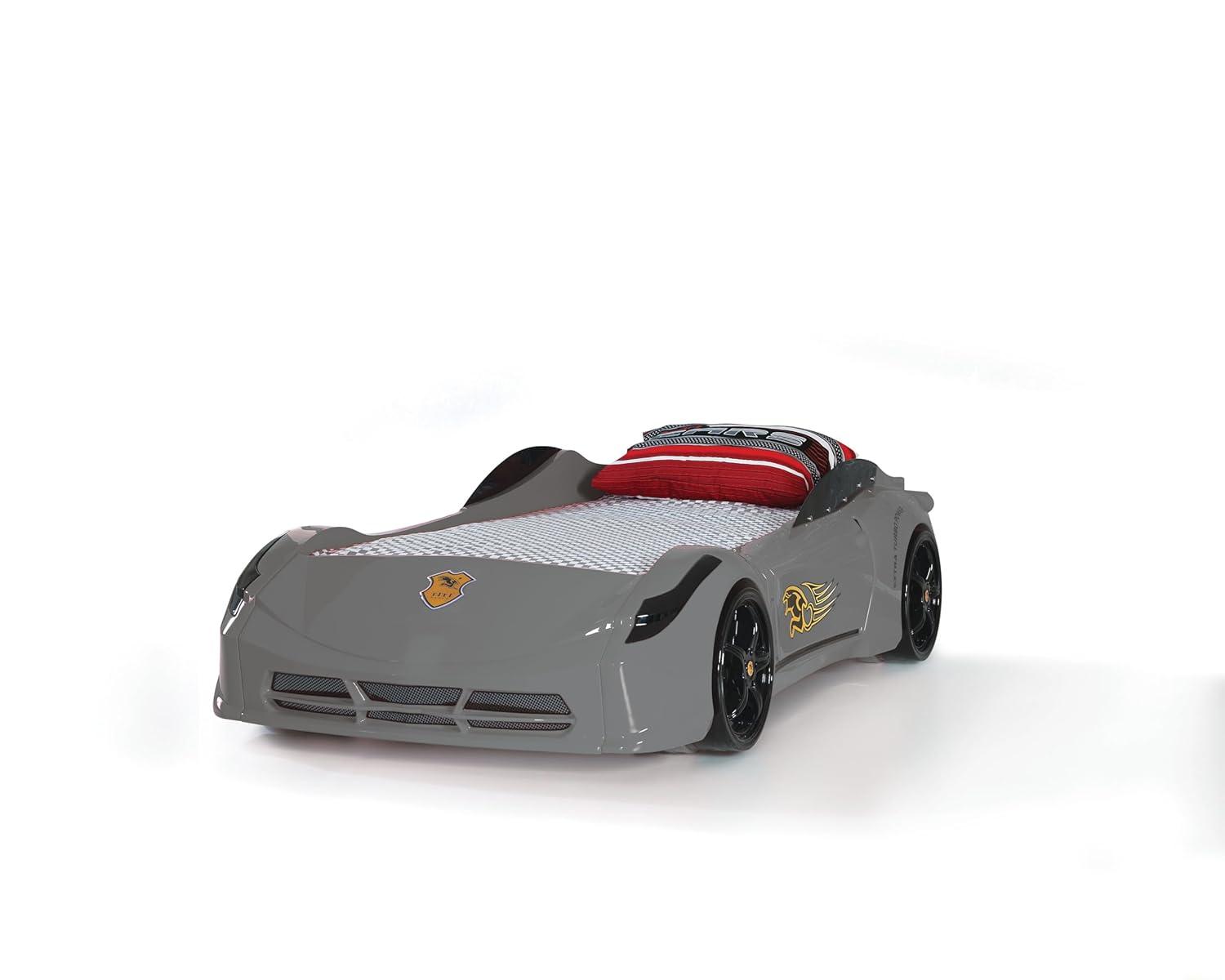 Titi Racer Modern Wood TT Twin Race Car Bed with Remote Control in