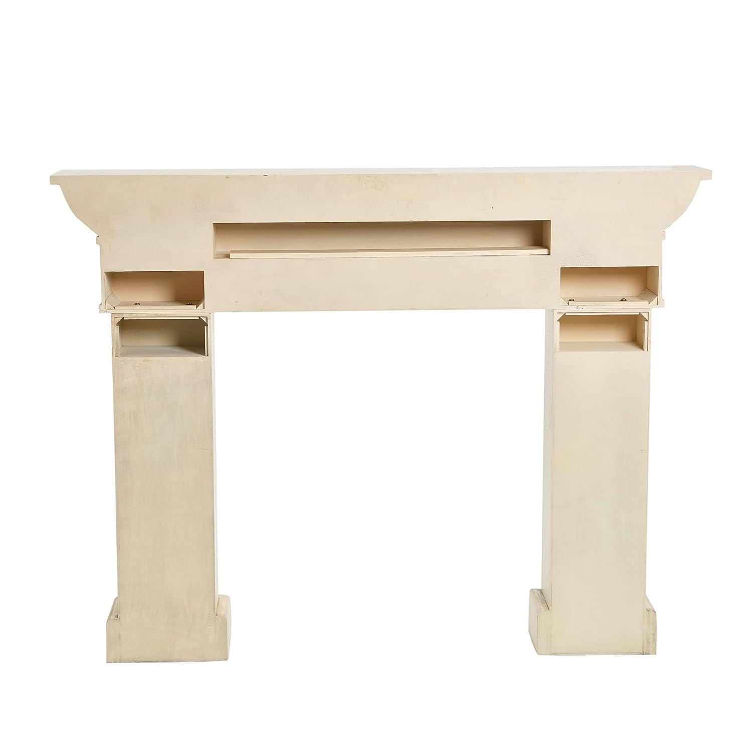 Storied Home Monolith Decorative Fireplace Mantel Cream: Fir Wood & MDF, Wall Mount, 49.625"H