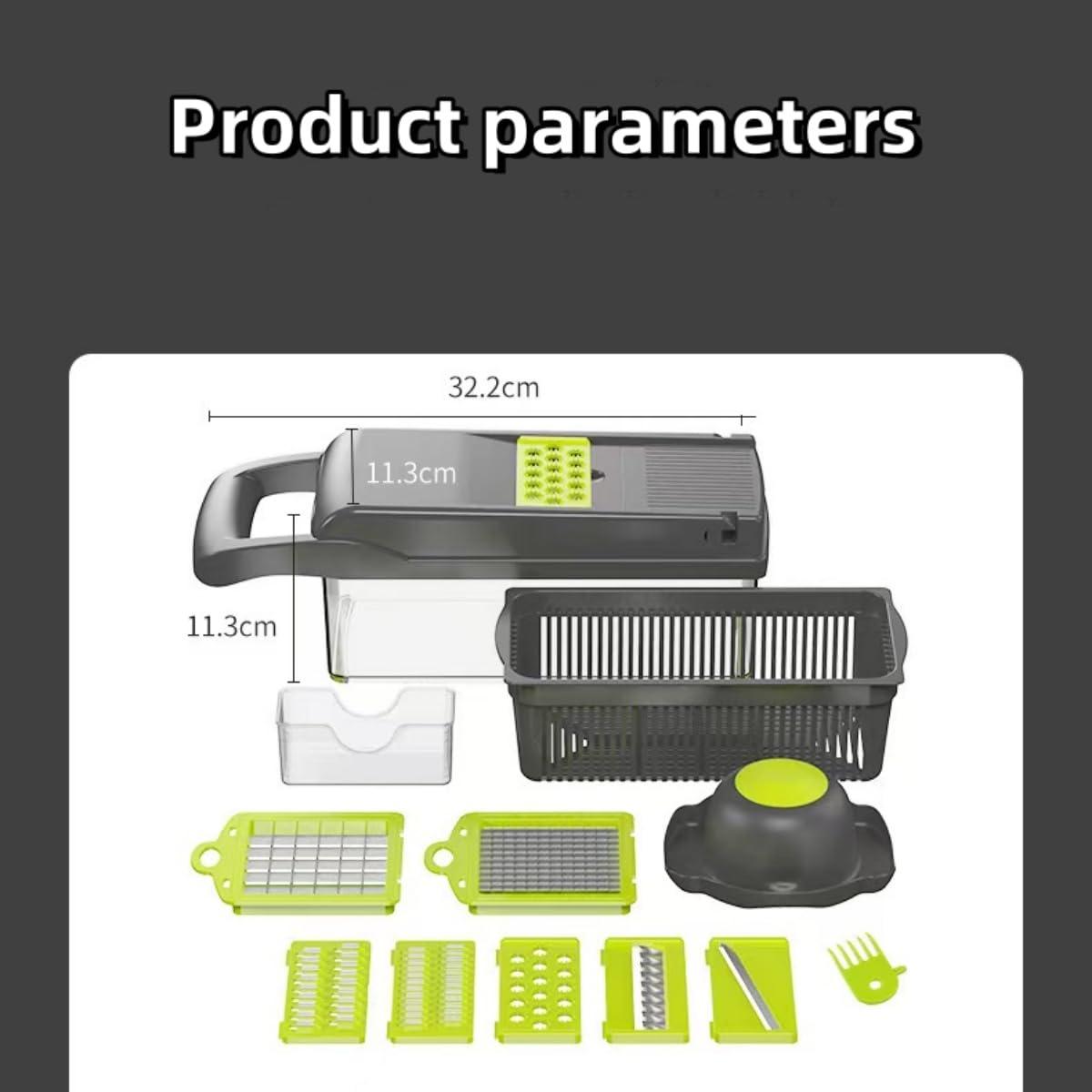 Vegetable Chopper,Pro Onion Chopper,14 in1 Multifunctional Food Chopper,Kitchen Veggie Chopper with 8 Blades,Vegetable Chopper With Container ,Vegetable Slicer Dicer Cutter,Salad,Garlic Chopper