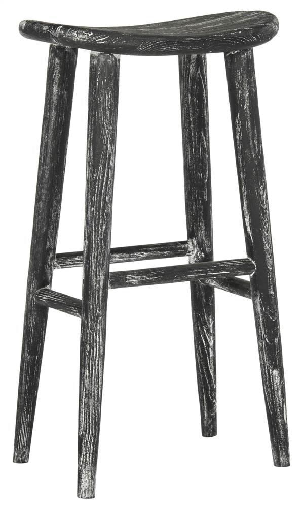 Colton Wood Bar Stool - BST1001 - Black/White Wash/Sungkai Wood - Safavieh