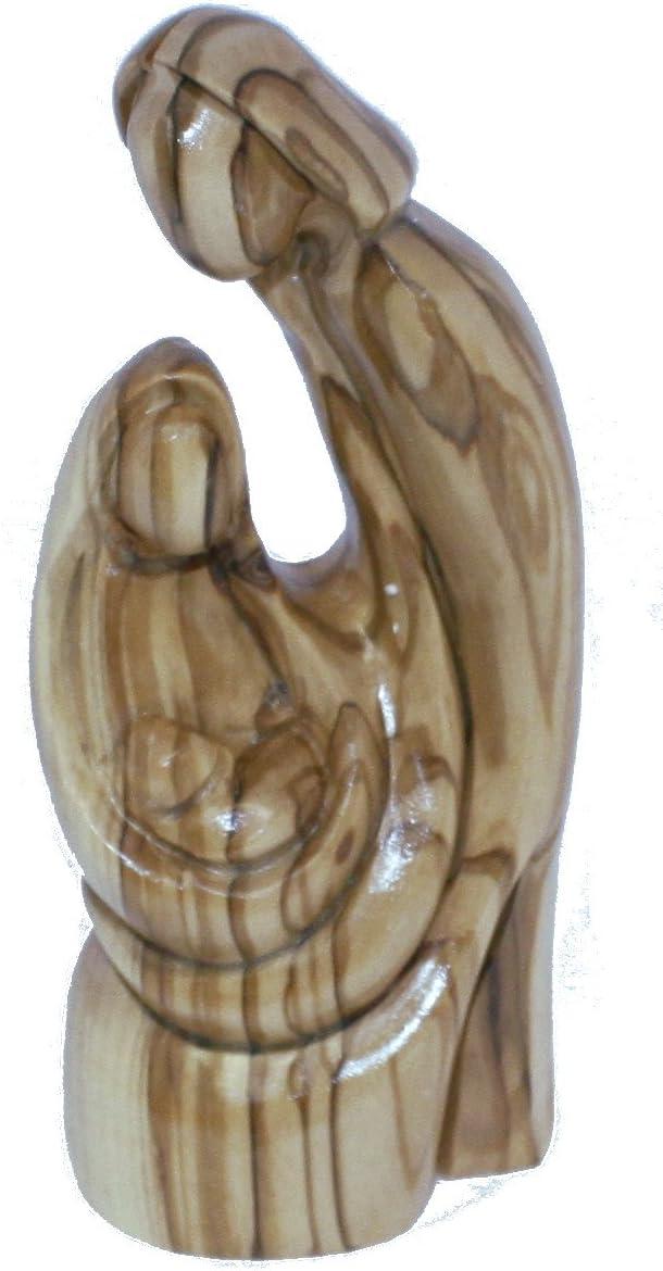 Hand-Carved Olive Wood Holy Family Abstract Statue