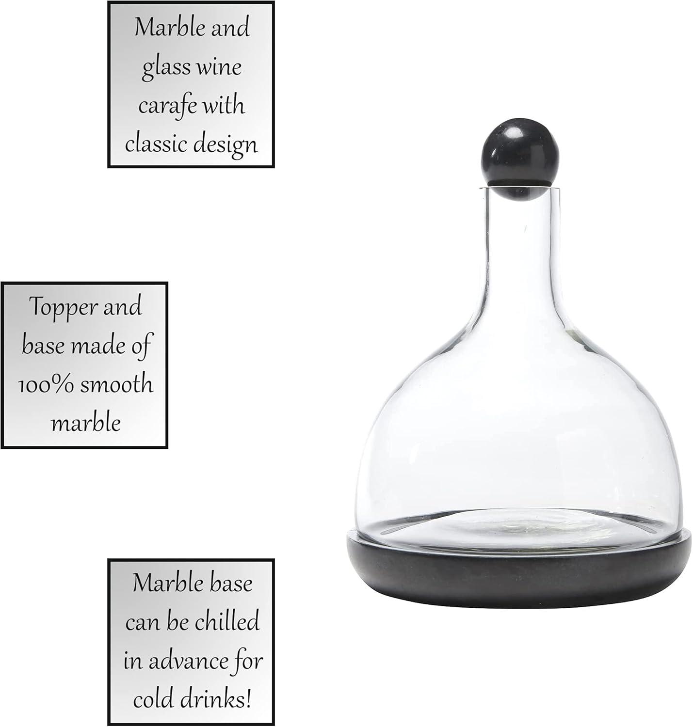 Black Marble and Glass Round Wine Carafe, 42-Ounce