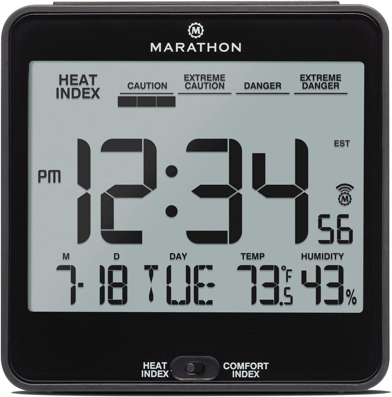 Marathon Black Plastic Digital Atomic Desk Clock with LCD Display