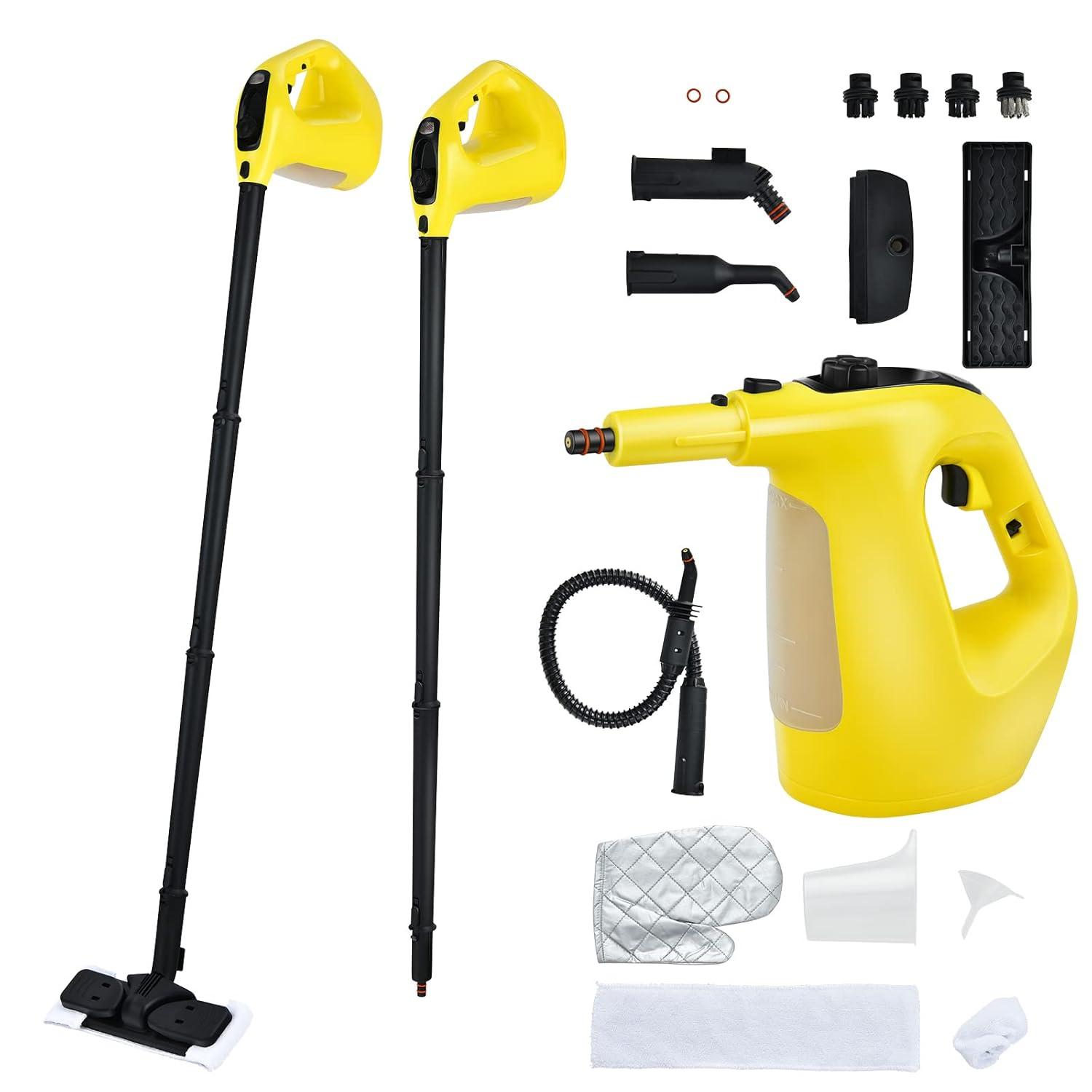 Handheld MultiPurpose Steam Cleaner with 17 Pieces, 350ml Large Capacity Steam Mop Continuous Fill water, Portable Chemical-Free Steamer for Home Use Carpet, Floors, Windows, 1400W