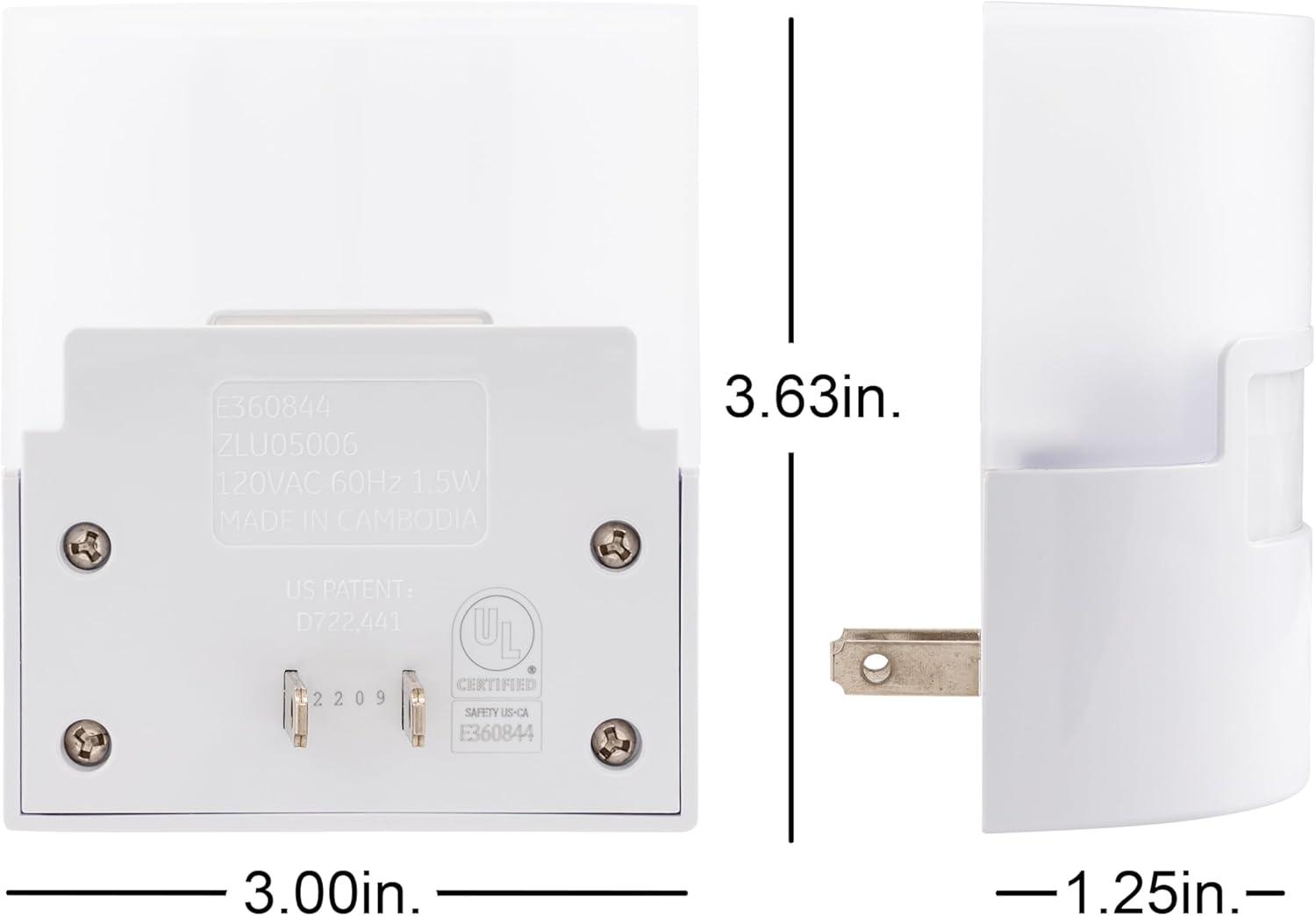 GE Motion Activated Soft White LED Night Lights, 2 Pack, Plug in, 3.63 in, 46632-P1