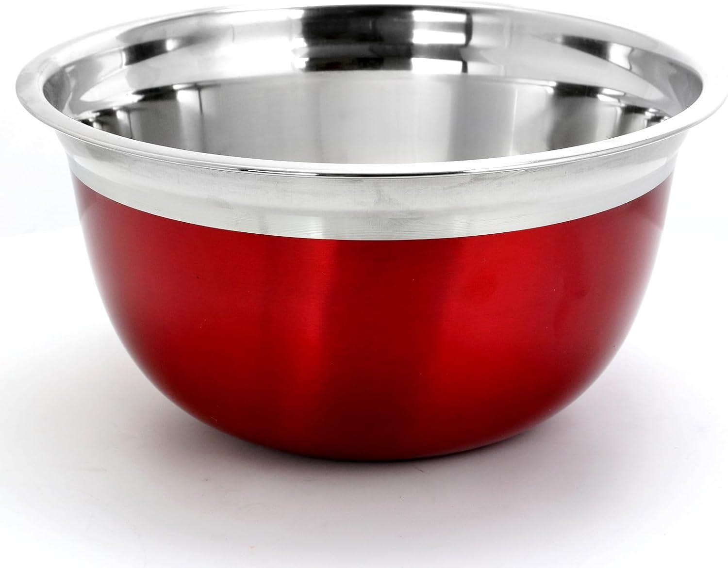 Rosamond Red Stainless Steel 3-Piece Mixing Bowl Set