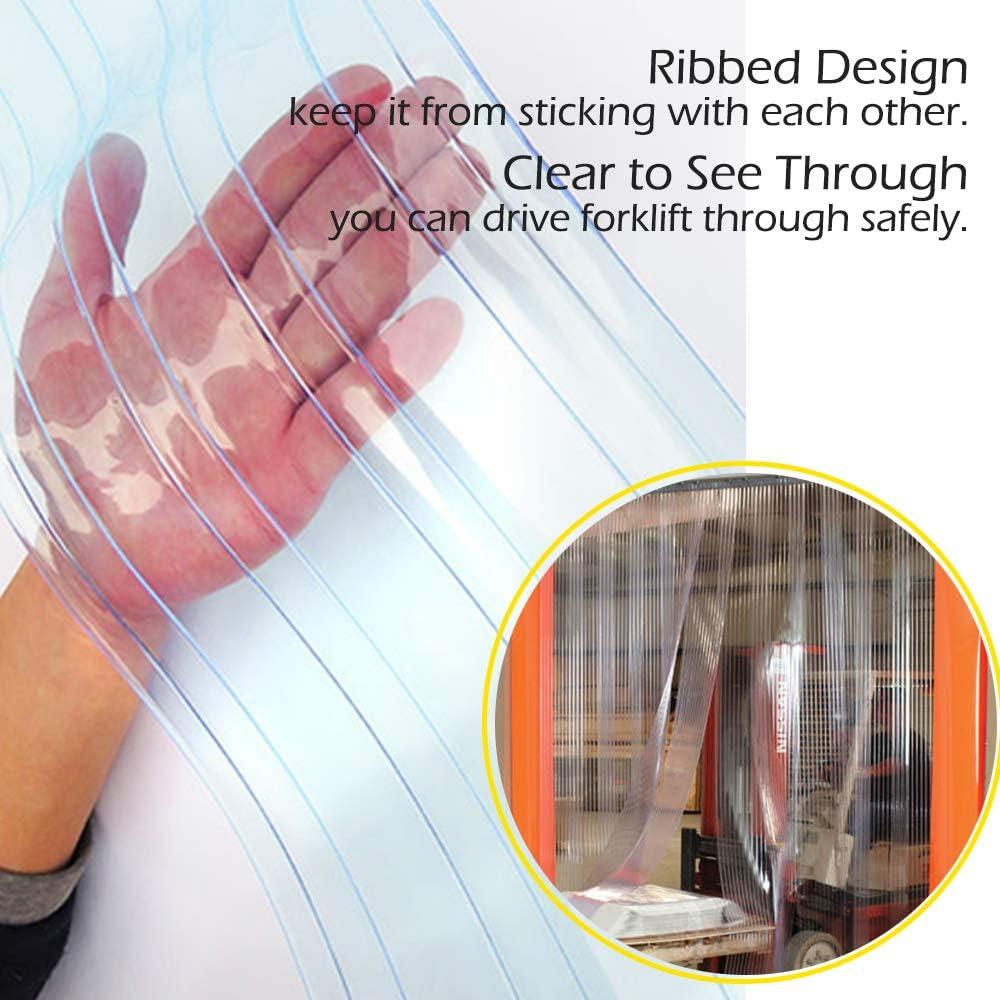 Plastic Vinyl Strip Door Curtain – 148 Feet Clear Ribbed PVC Curtain Bulk Roll, Commercial Industrial for Doorways of Pet Home, Warehouse (148 Ft * 7 in * 0.06 in Ribbed)