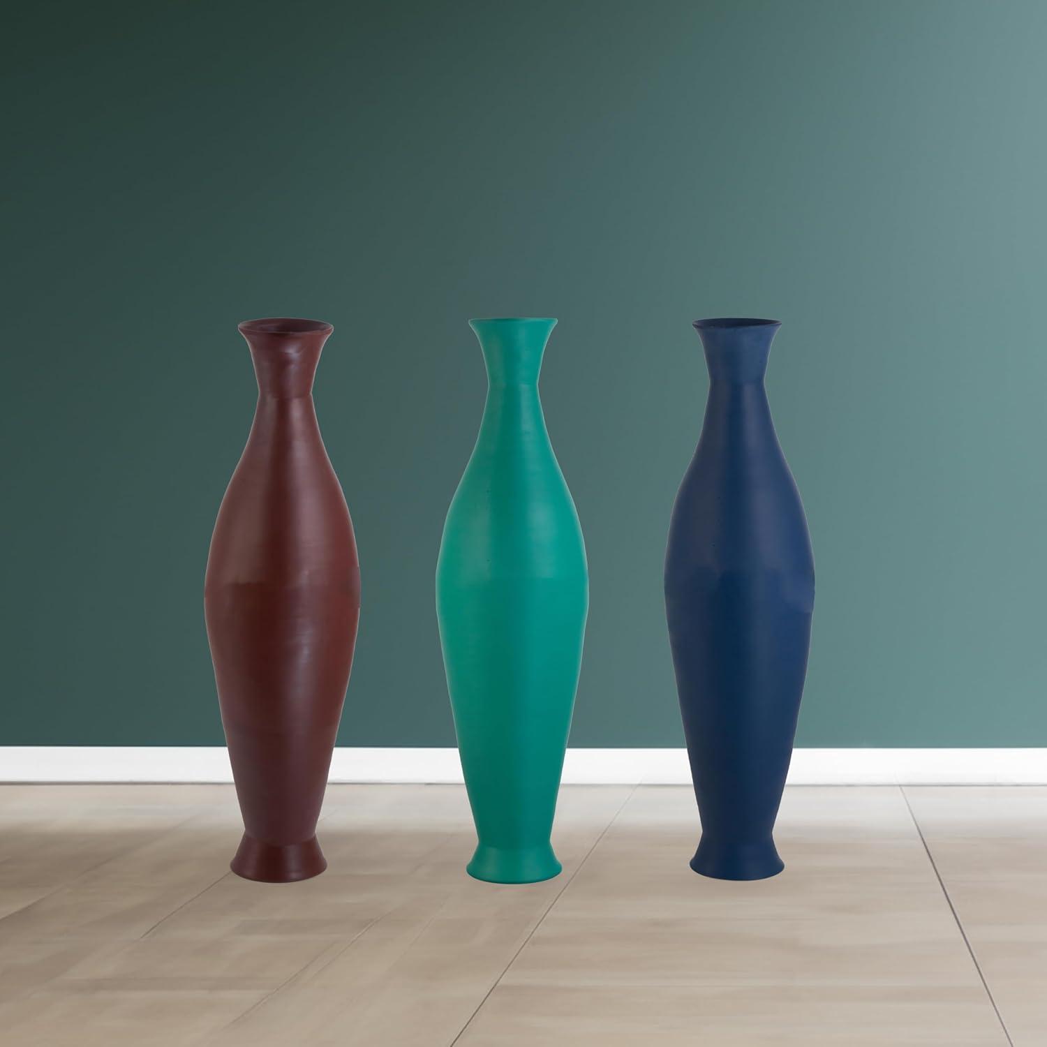 Uniquewise Modern Bamboo Floor Vase - Decorative 43-inch Vase for Living Room, Dining Room, or Entryway - Fill with Dried Branches or Flowers, Green