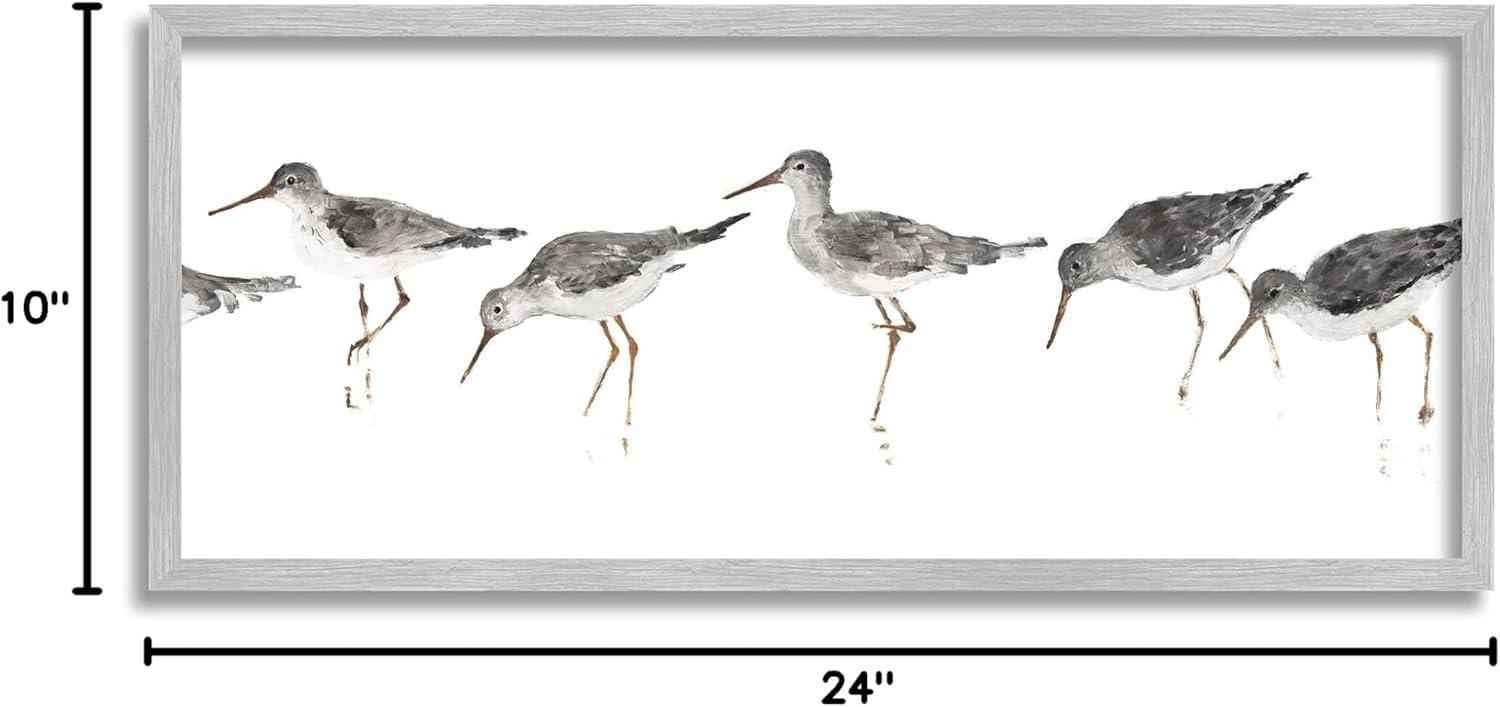 Beach Bird Sandpipers Minimal Gray White Painting by Avery Tillmon - Painting