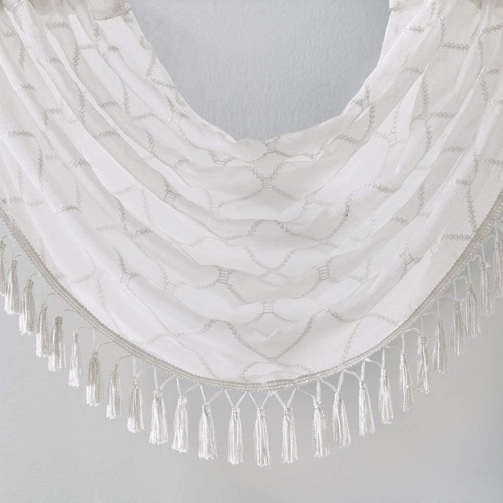 Madison Park Irina Diamond Sheer Embroidered Waterfall Valance