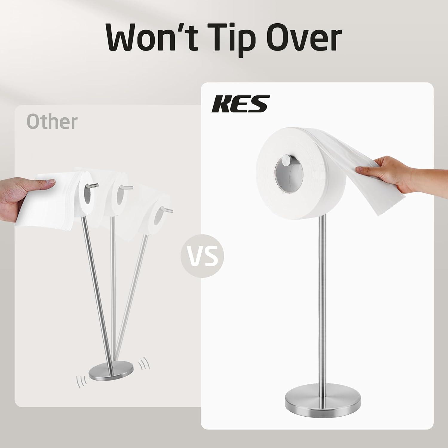 KES Freestanding Toilet Paper Holder with Weighted Base 26" H SUS304 Stainless Steel