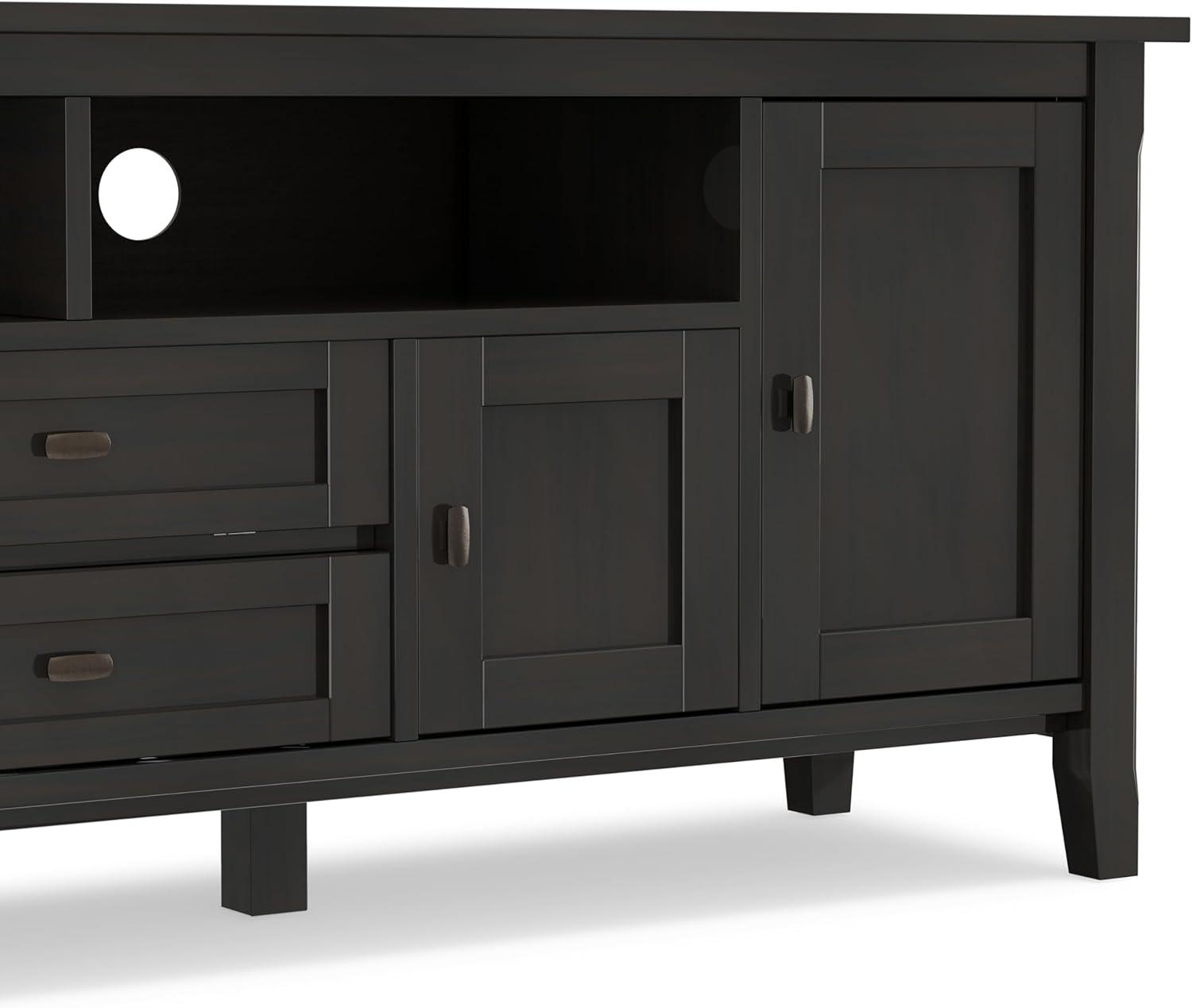 Simpli Home Warm Shaker 72"W Solid Wood TV Stand for TVs up to 80" with 4 Storage Cabinets and 2 Drawers