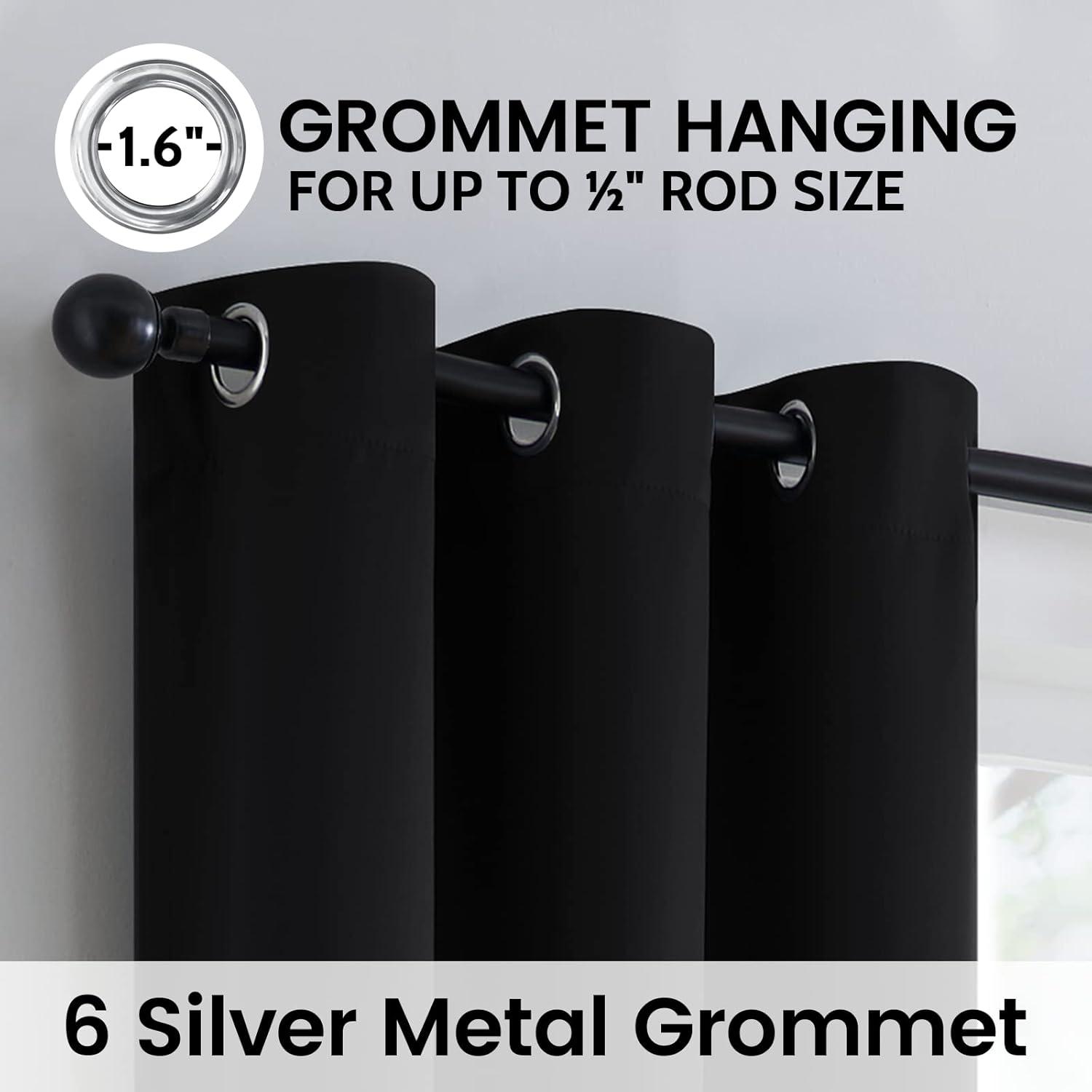 ChrisDowa Grommet Blackout Curtains for Bedroom and Living Room - 2 Panels Set Thermal Insulated Room Darkening Curtains (Black, 42 x 63 Inch)