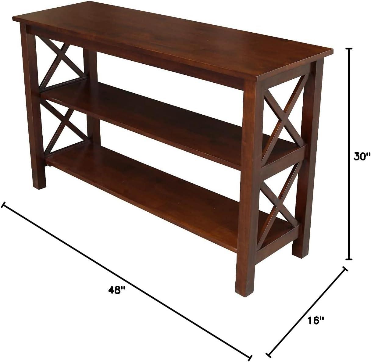 International Concepts Hampton Console Table Espresso: Stained Wood, Fixed Shelf, Rectangular Shape, Spot Clean
