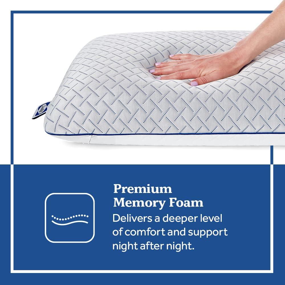 Sealy Essentials Cool Touch Memory Foam Bed Pillow for All Sleep Positions, Standard, 2 Pack