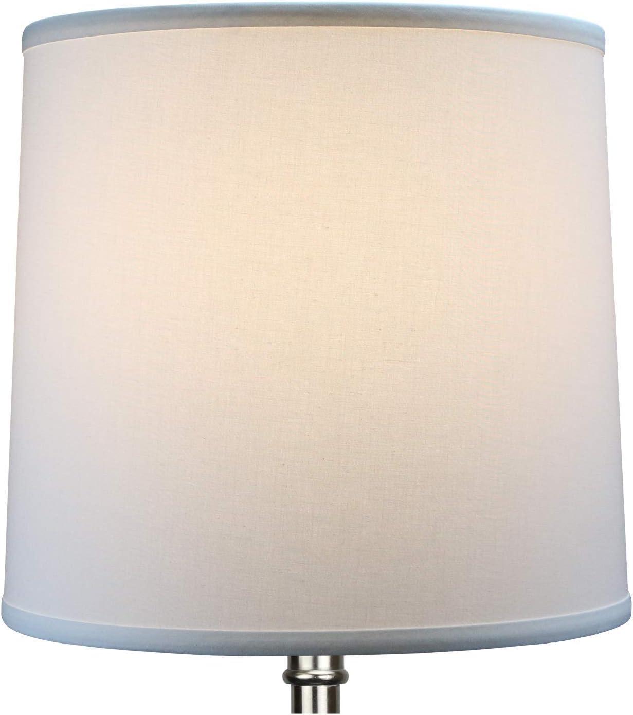 White Linen Empire Lamp Shade with Nickel Washer Attachment