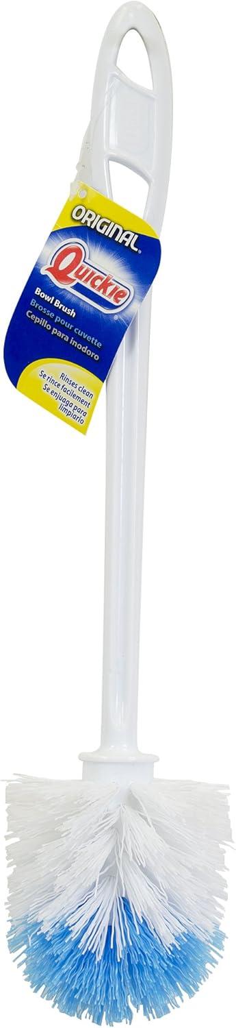 Quickie European Bowl Brush, 14-Inch, Blue, Poly Fibers with Curved Head for Cleaning Under Rims in Bathroom/Restroom