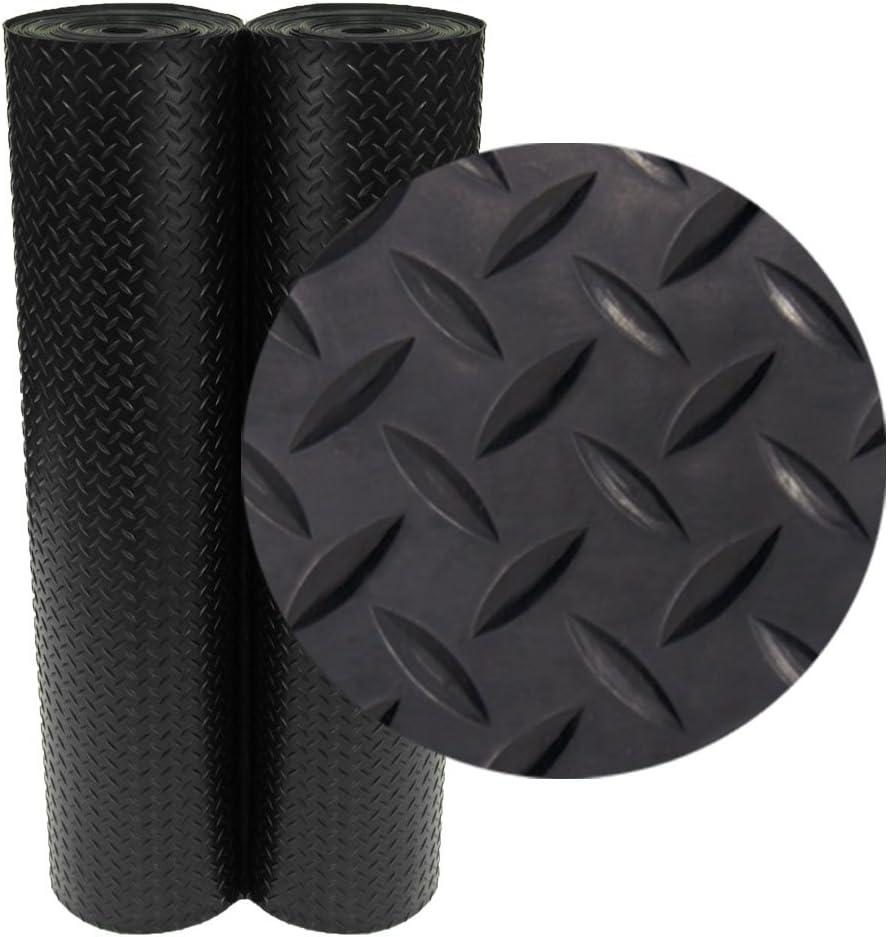 Rubber-Cal, Inc. Rubber-Cal "Diamond-Plate" Rubber Flooring Rolls Rubber-Cal, Inc. 48'' W x 24'' L Garage Flooring in Black