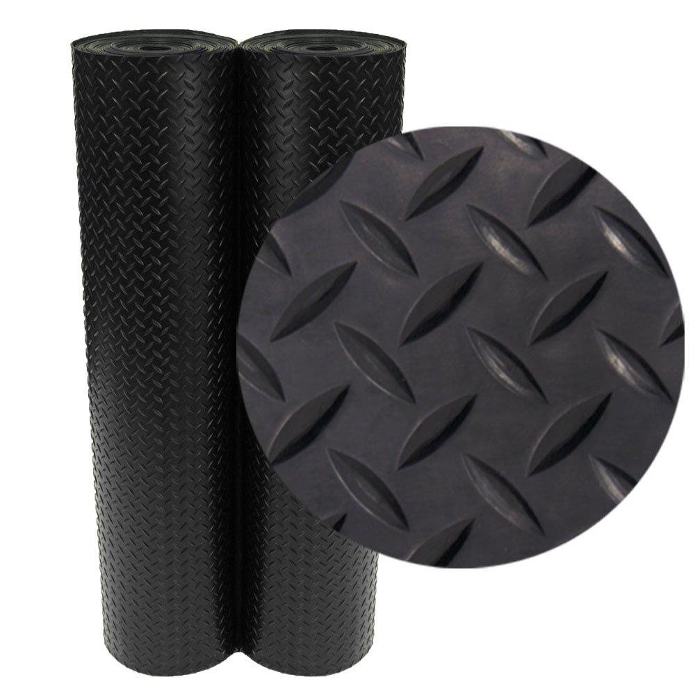 Rubber-Cal, Inc. Rubber-Cal "Diamond-Plate" Rubber Flooring Rolls Rubber-Cal, Inc. 48'' W x 24'' L Garage Flooring in Black