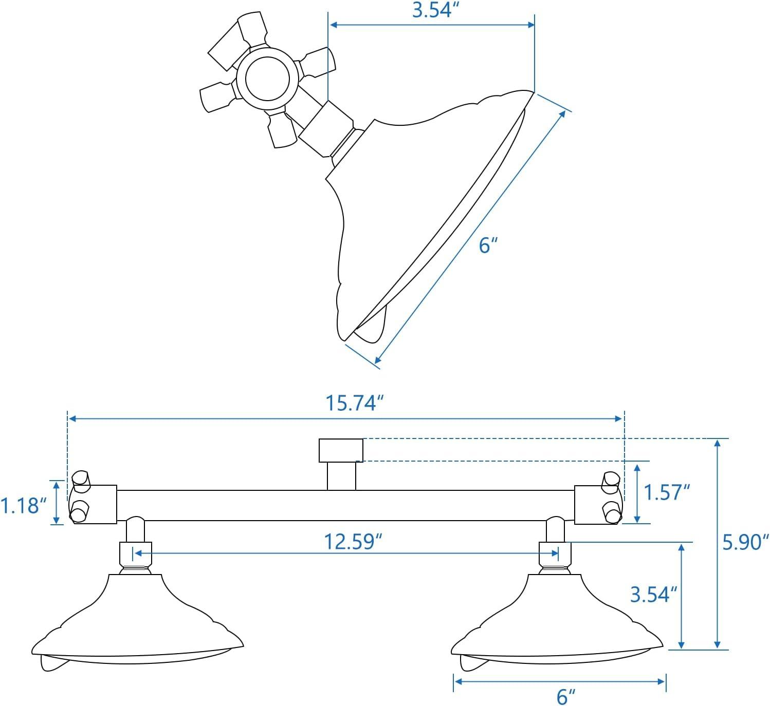 Proox Double Shower Head with Built-in Valve, High Pressure 6 Setting Dual Shower Head Design for Couple on Walk-in Bathroom or Single on Bathtub Bathroom - Chrome