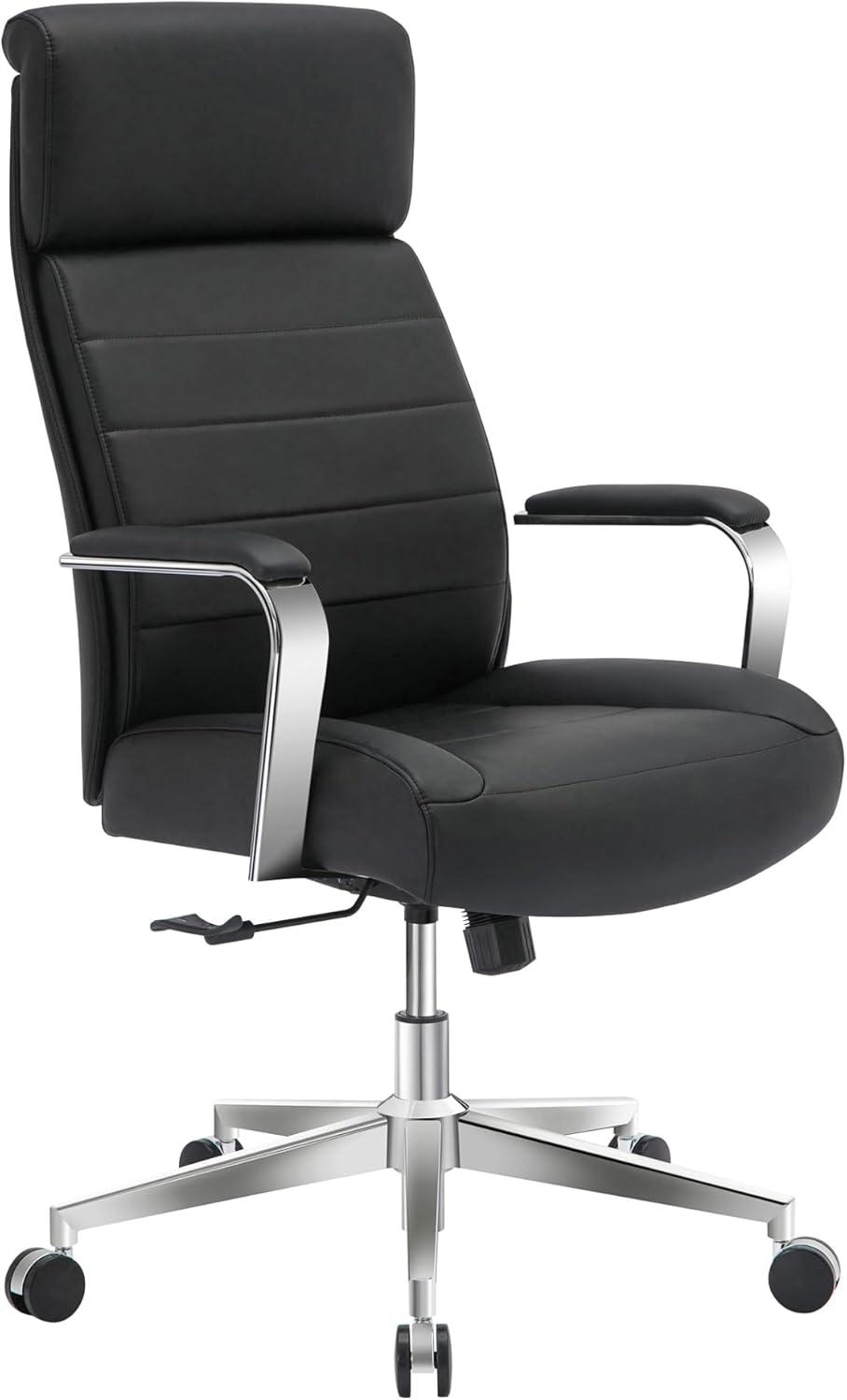 ® Modern Comfort Modee Vegan Leather High-Back Executive Office Chair, Black/Chrome, BIFMA Compliant