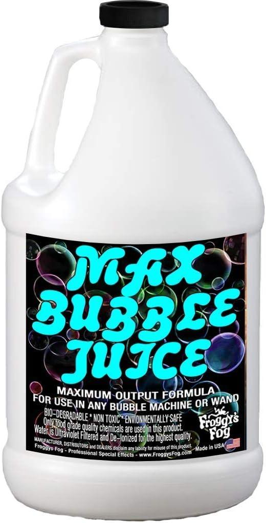 Froggy's Fog MAX Bubble Juice, Strong, Long-Lasting Bubble Solution Creates 10x Bubbles for Bubble Machines, Bubblers, and Bubble Wands, 1 Gallon