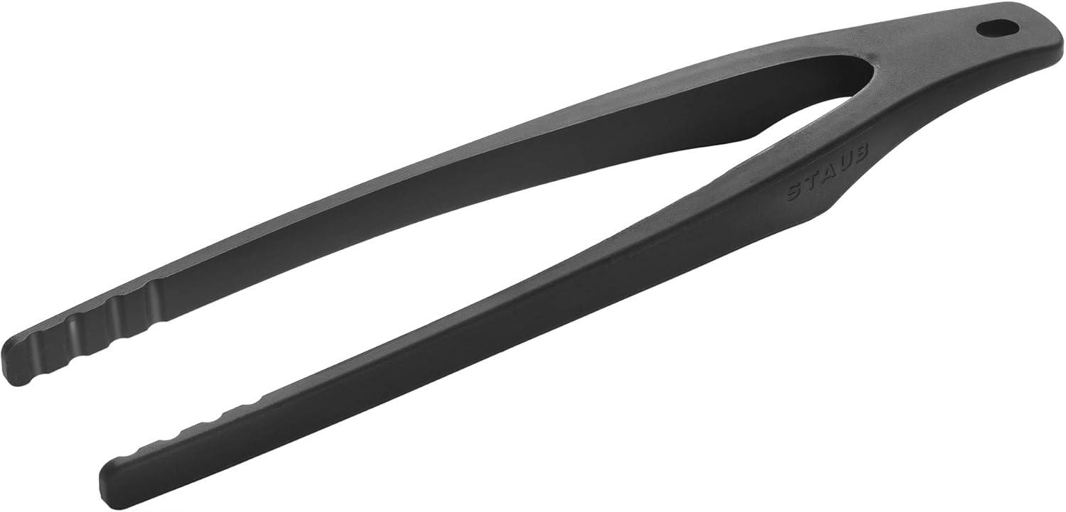 Matte Black Silicone Kitchen Tongs with Acacia Wood Handle