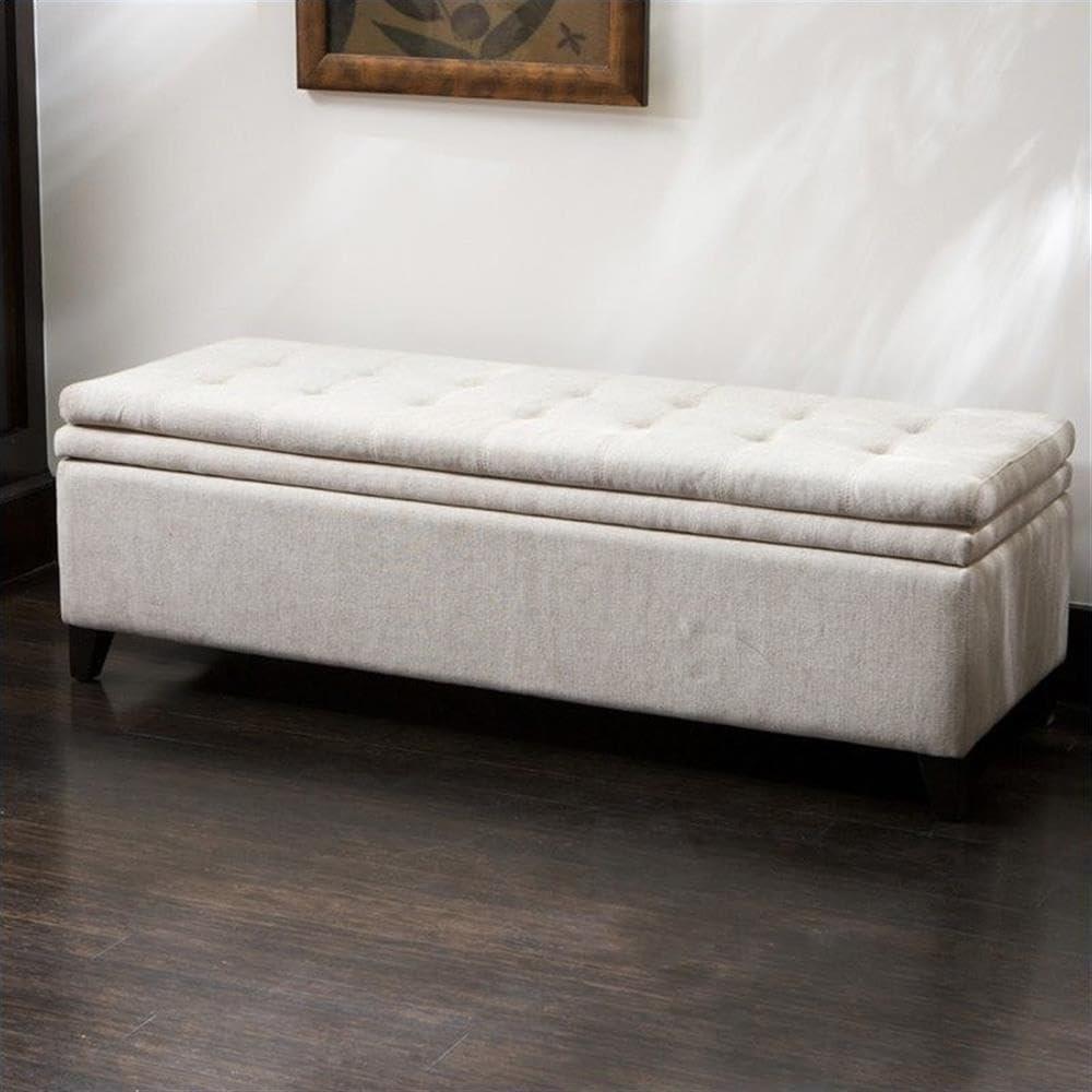 Brighton Linen Storage Ottoman Ivory - Christopher Knight Home