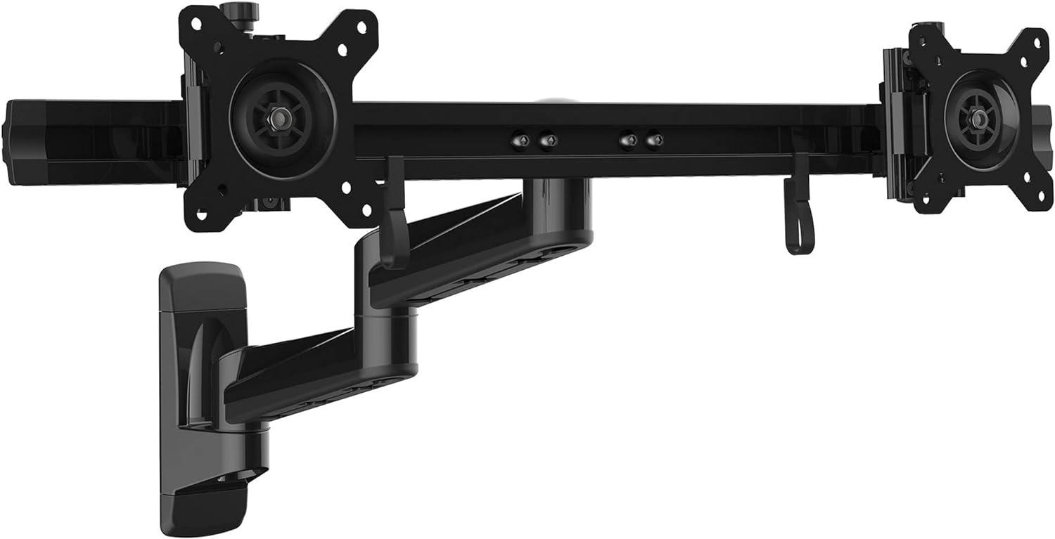 Black Dual Monitor Wall Mount with Full Motion Arm