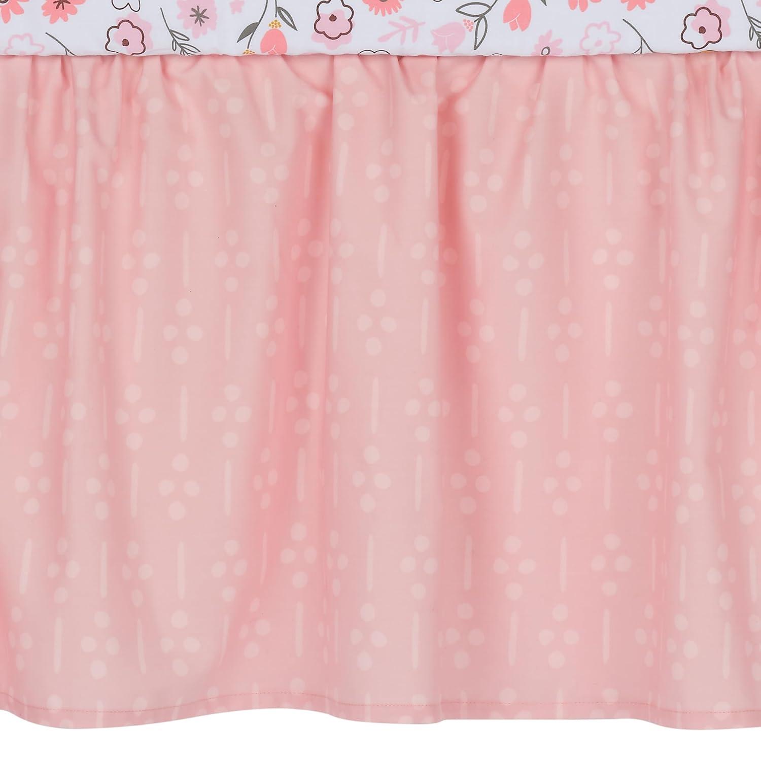 Lambs & Ivy Little Garden 3-Piece Embroidered Floral Baby Crib Bedding Set