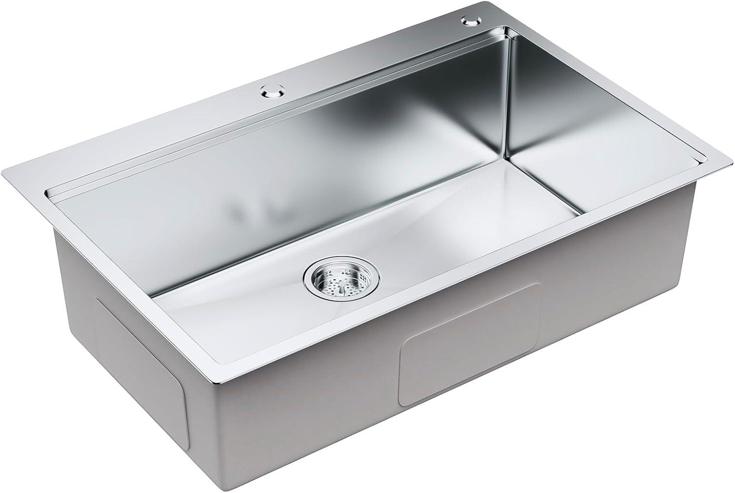 33'' L Flush Single Bowl Stainless Steel Kitchen Sink