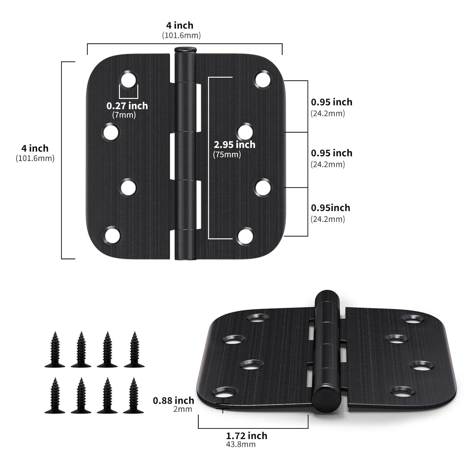 Design House Door Hinge 4-Inch, 5/8-inch Radius, 3-Pack (Set of 3)