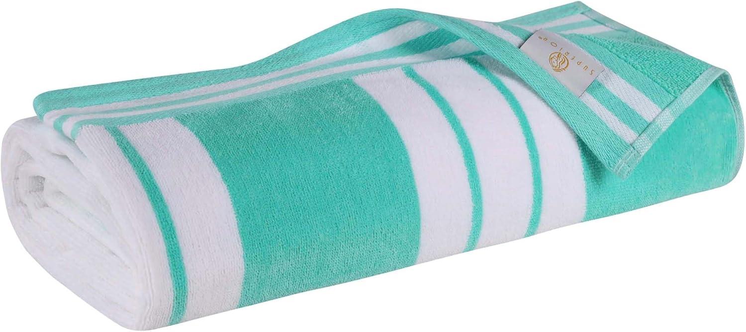 Superior Cotton Striped Oversized Beach Towel, 34" x 64", Mint