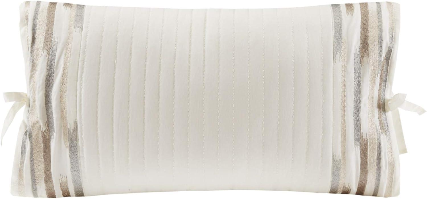 N Natori Hanae Embroidered Cotton Oblong Decorative Pillow