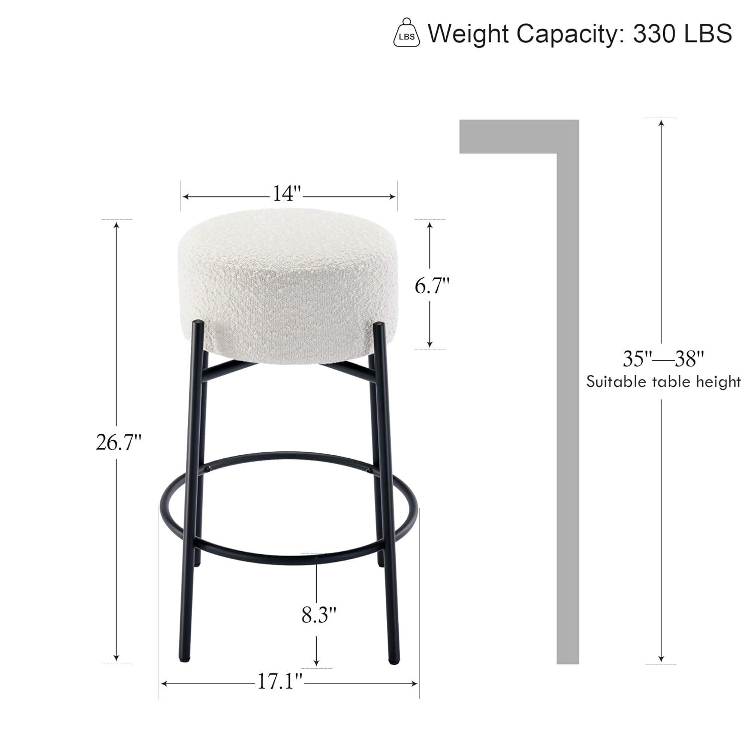 Amy Swivel Backless Boucle Upholstered 26.7"H Counter Stool with Steel Frame (Set of 2/3/4)