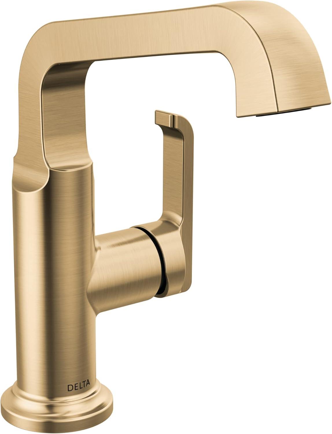 Champagne Bronze Tetra Single Hole Bathroom Faucet with Drain Assembly