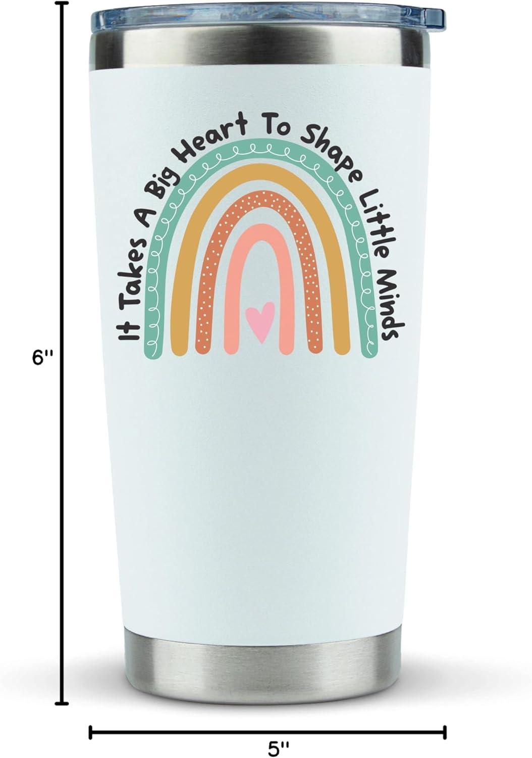 Teacher Gifts Coffee Mug - It Takes a Big Heart to Shape Little Minds 20oz Tumbler/Mug with Handle - Cute Idea for Appreciation Week, Women, Teaching, Best, Thank You, Birthday, Valentines Day
