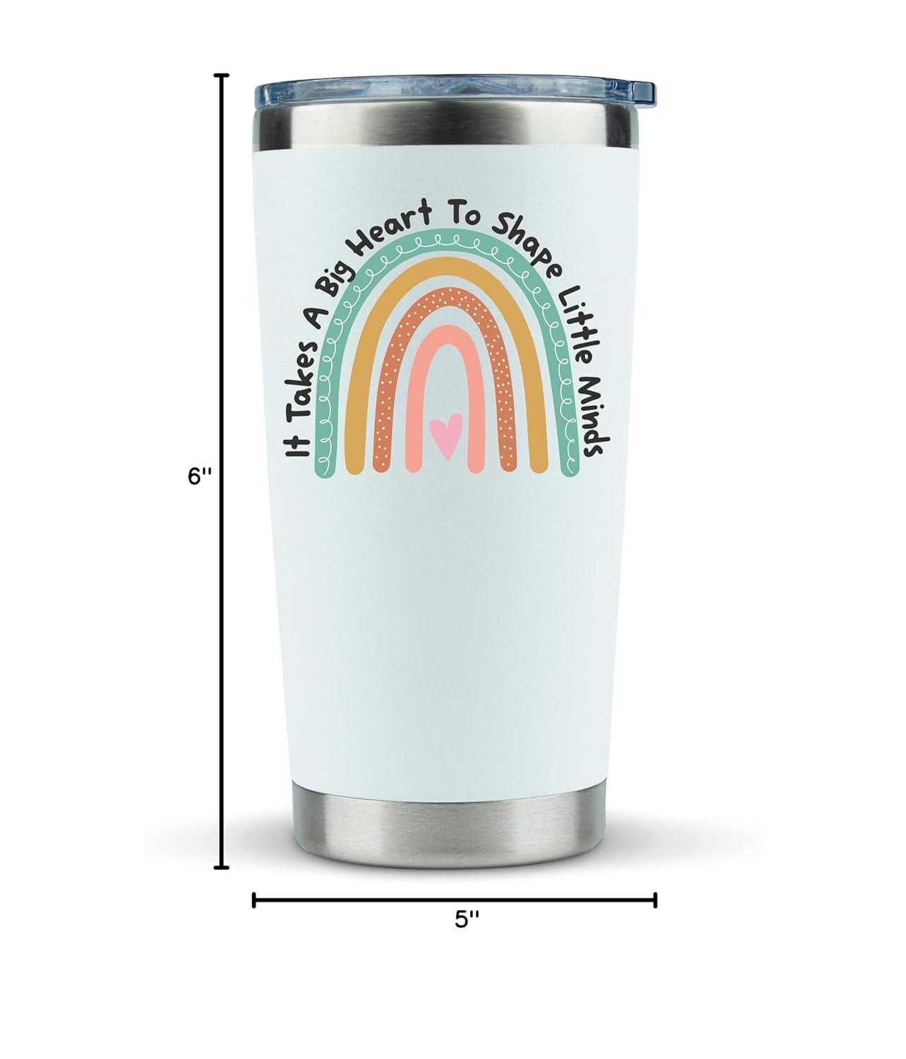 Teacher Gifts Coffee Mug - It Takes a Big Heart to Shape Little Minds 20oz Tumbler/Mug with Handle - Cute Idea for Appreciation Week, Women, Teaching, Best, Thank You, Birthday, Valentines Day