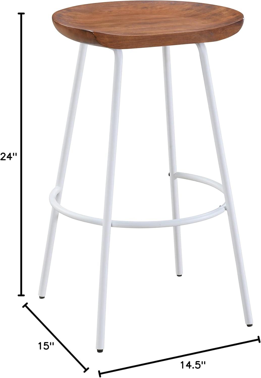 LuXeo Milano Steel Legs Barstool with Solid Wood Finish