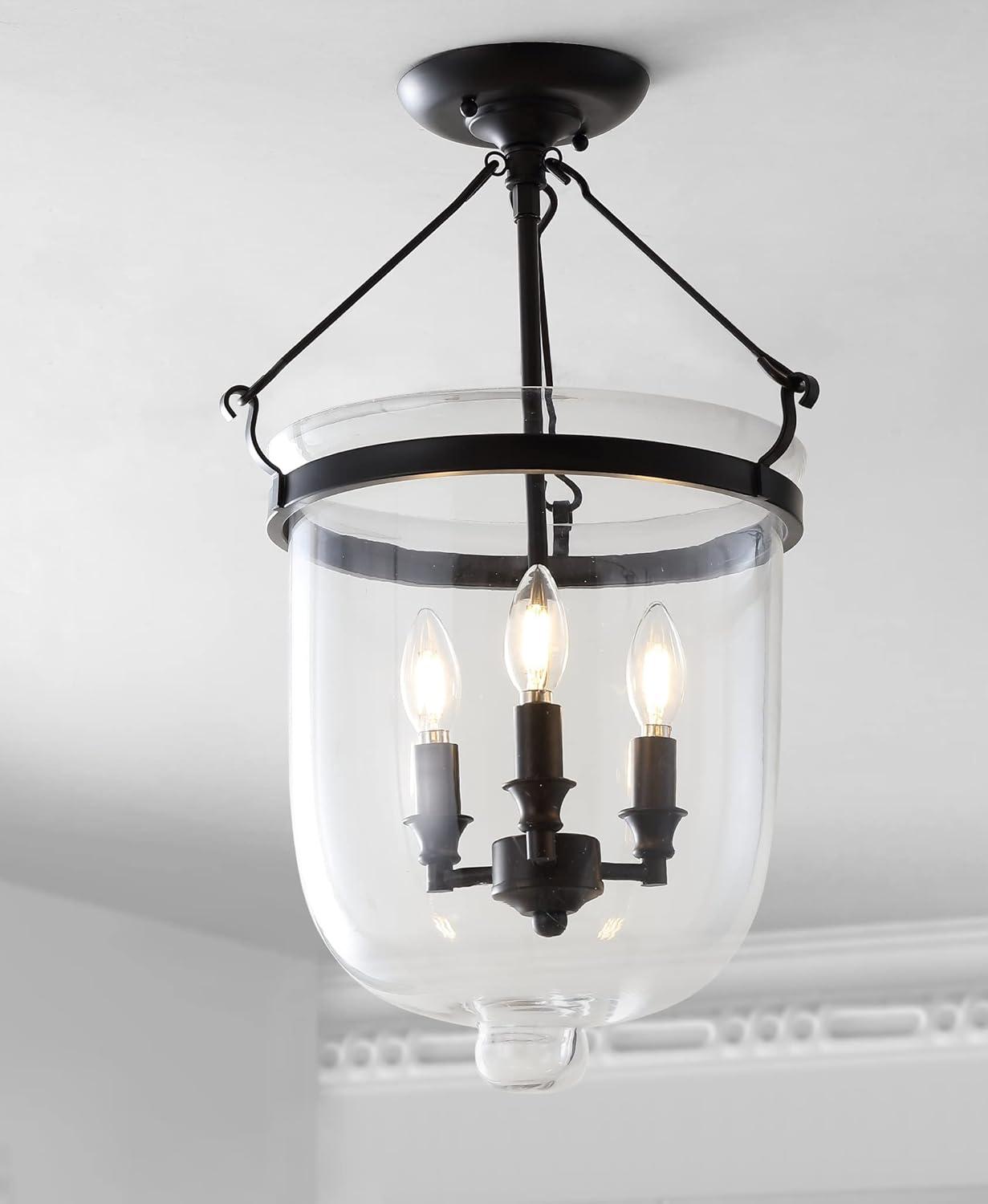 JONATHAN Y Charlotte Metal/Glass LED Semi-Flush Mount