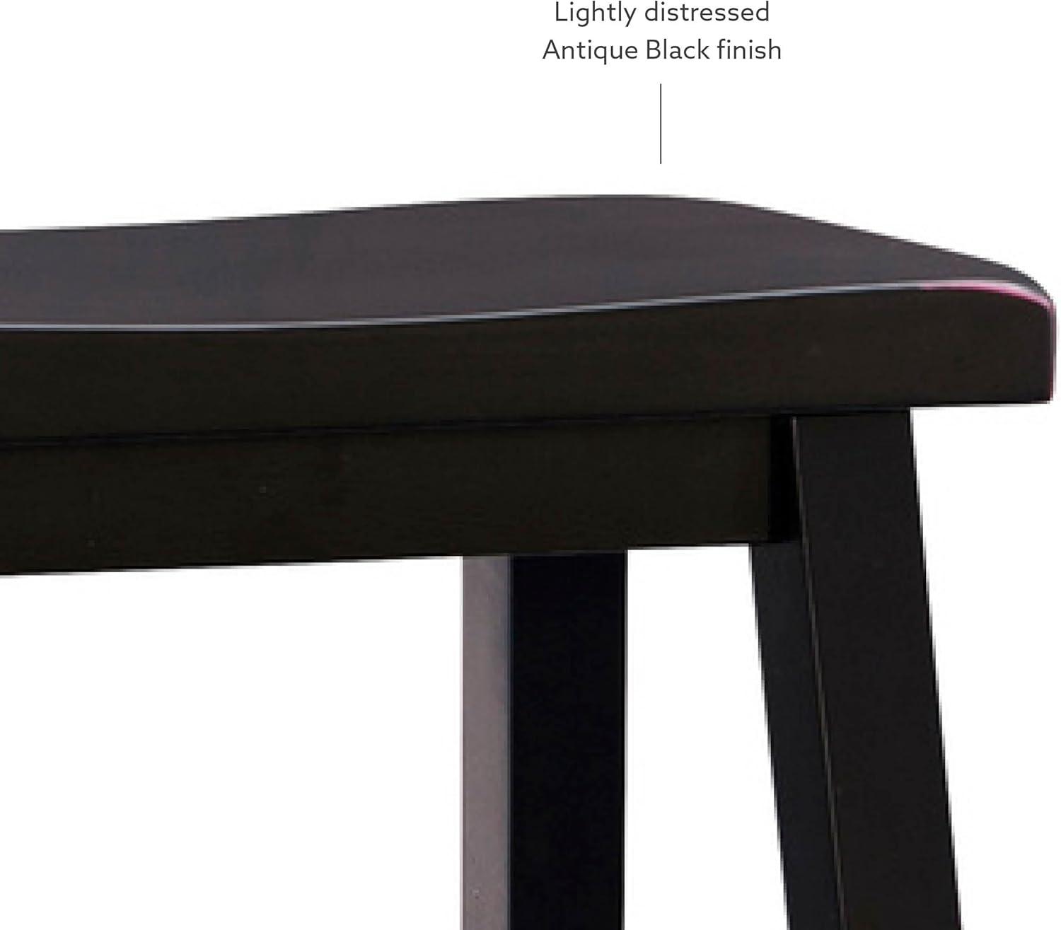 Linon Beamon 24" Sturdy Wood Backless Saddle Seat Counter Stool in Antique Black