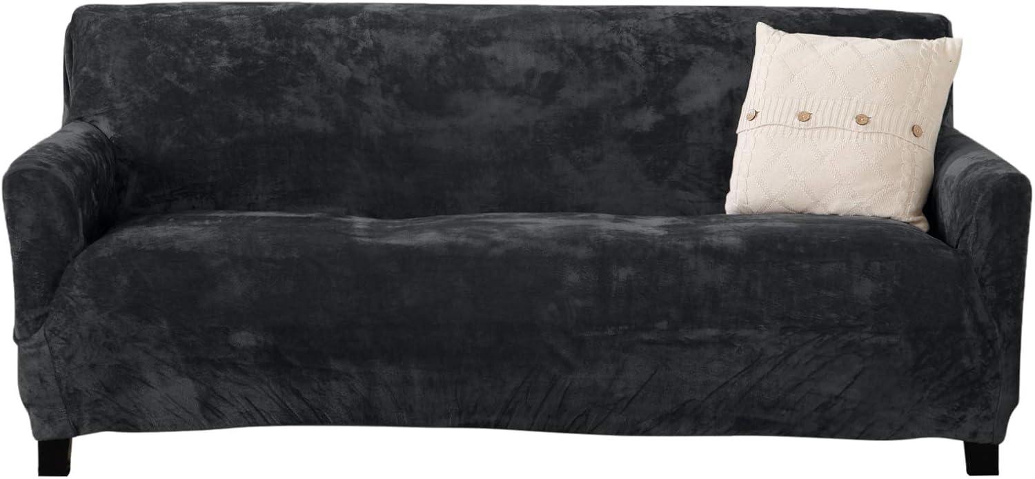 Great Bay Home Stretch Velvet-Plush Washable Sofa Slipcover (Sofa XL, Wild Dove Grey)