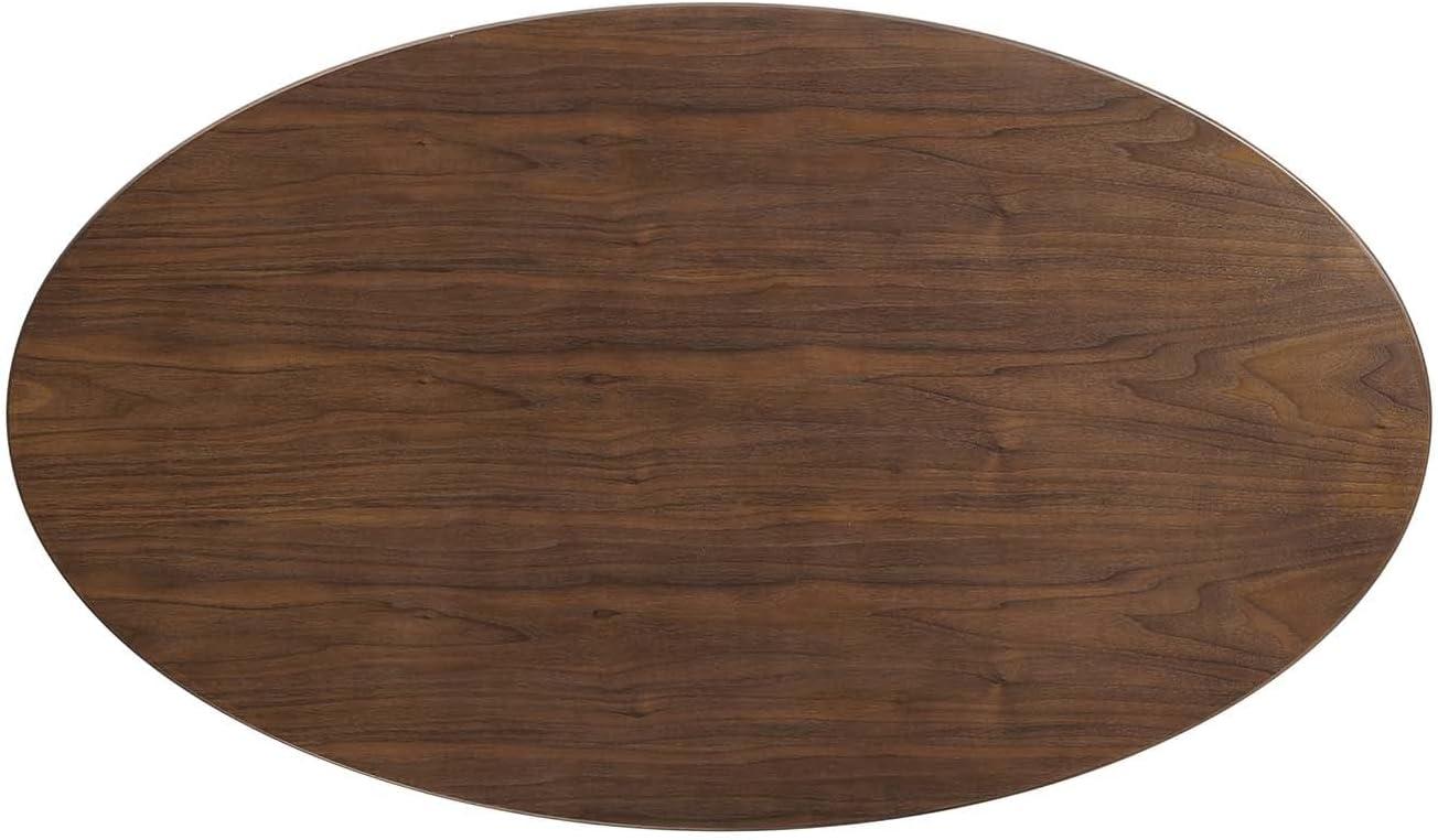 48" Lippa Oval Walnut Dining Table Walnut - Modway: Sleek Modern Pedestal, Seats 4